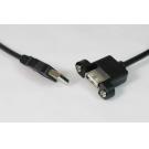 USB 2.0 Panel Mount Cable Single Port Bulkhead Cable Male-Female 10FT