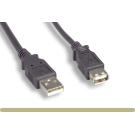 USB 2.0 Extension Cable Black 10ft A-Male to A-Female Passive